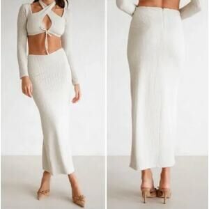 Sabo skirt white scrunch textured maxi skirt